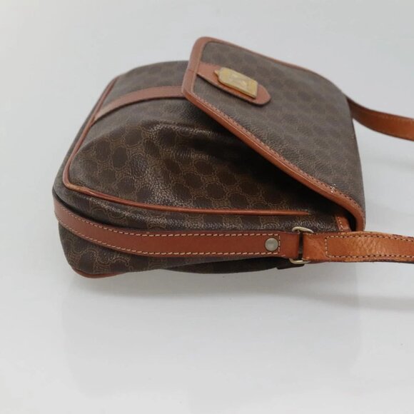 CELINE Macadam Canvas Shoulder Bag PVC Leather Brown Gold Auth - Picture 4 of 16